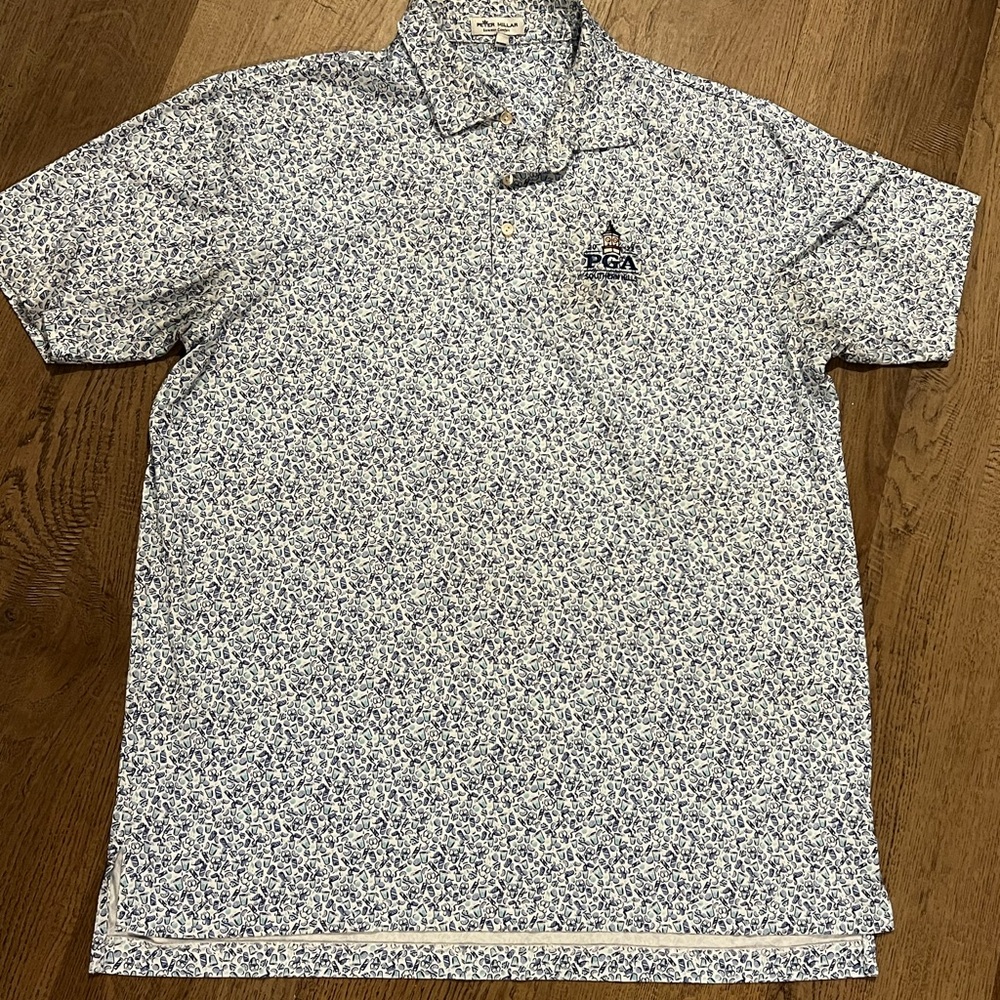 Peter Millar 2022 PGA Championship Men's L Blue Patterned Polo Shirt